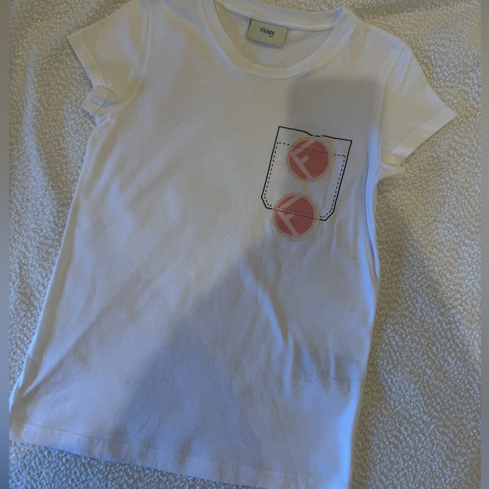 Fendi White Tee with Pink Design
